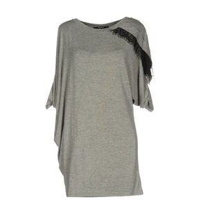 Gray Lace Trim Asymmetrical Top